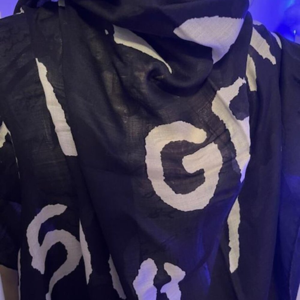 Givenchy Paris Black Logo Address Square Scarf NWOT Retail $495 - Picture 4 of 6